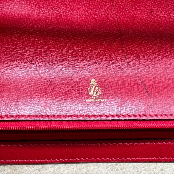 Mark Cross Red Leather Italy Legal Document Envelope  Case Clutch Gold - Picture 13 of 16